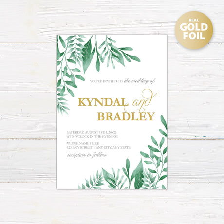 Greenery Corners Foil Invitation - goprintplus