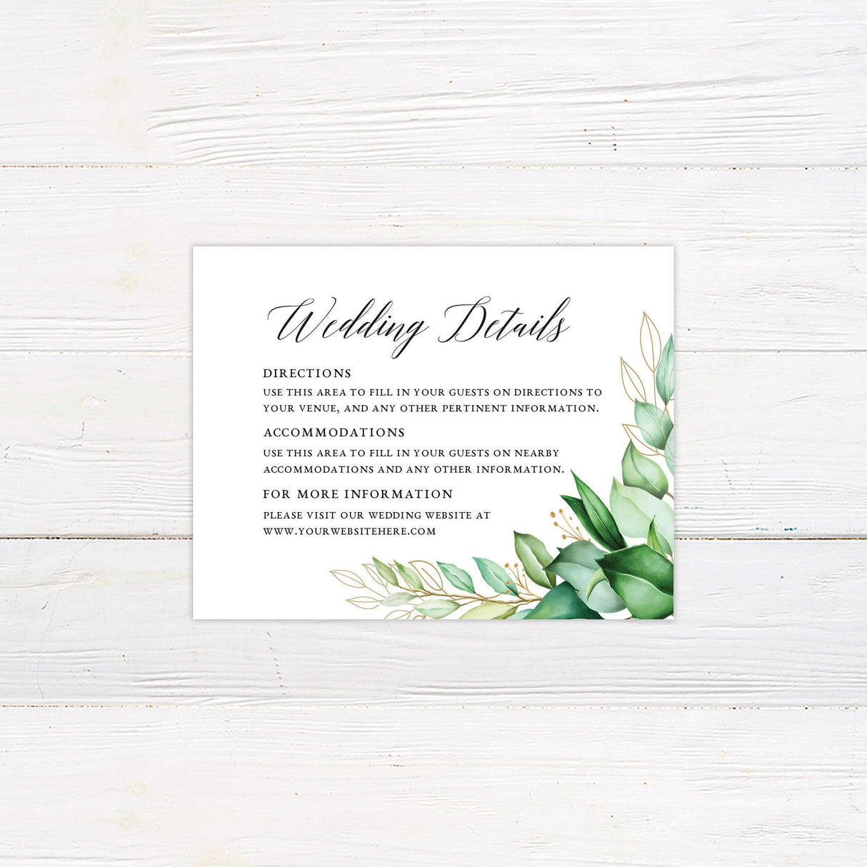 Greenery and Gold Details Cards - goprintplus