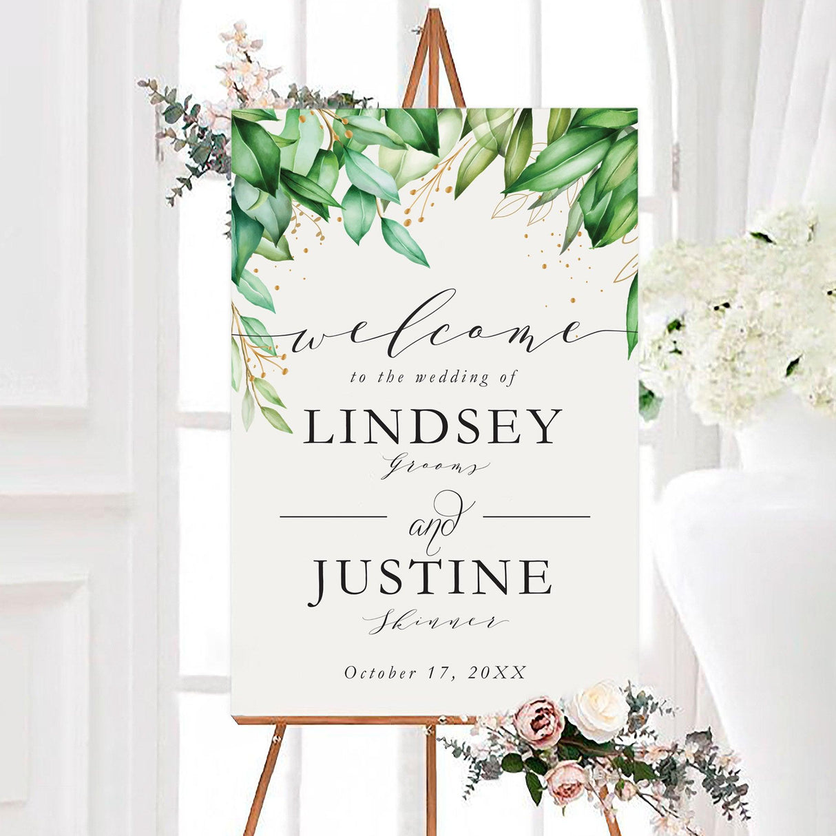 Greenery and Gold Invitations - goprintplus