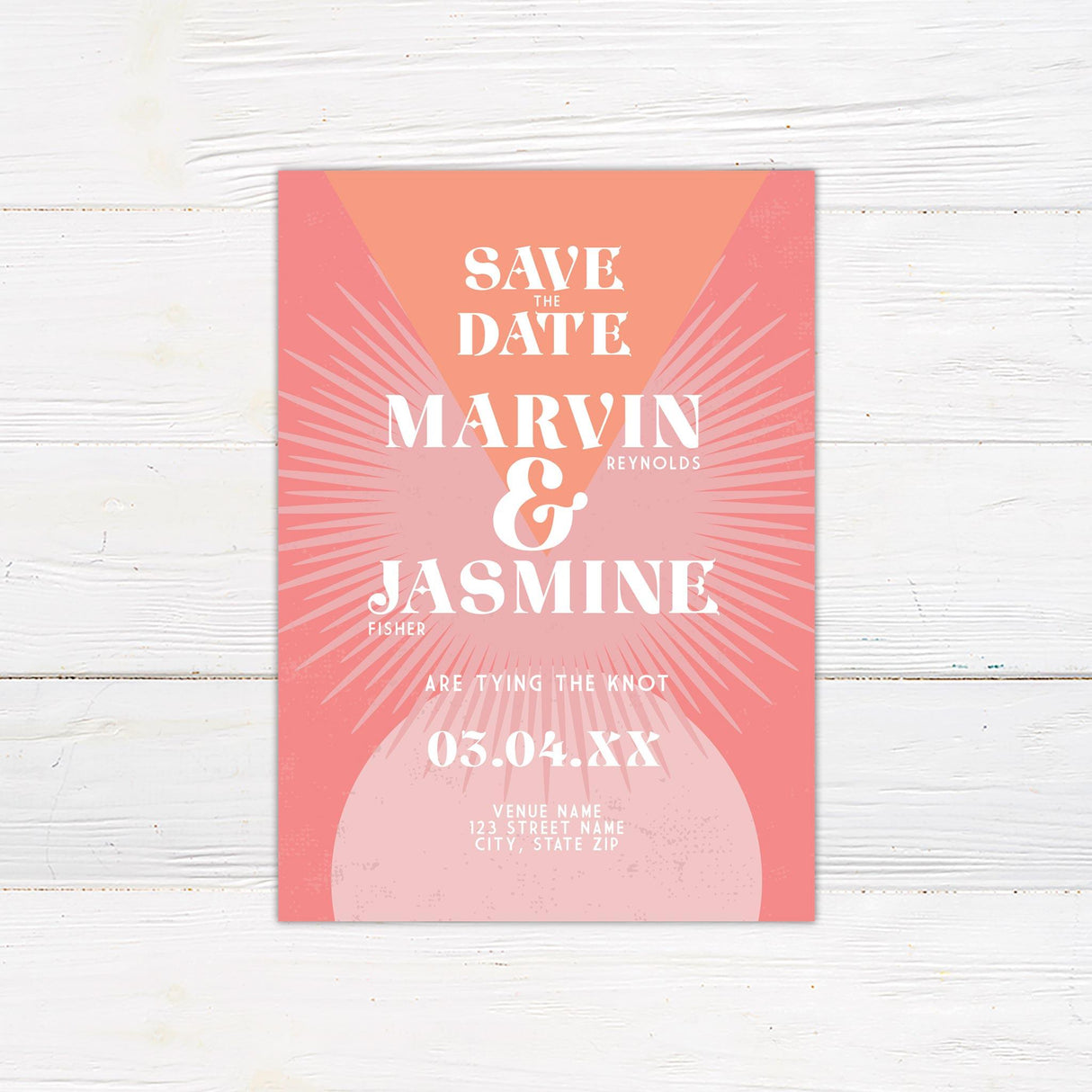 Groovy Geometric Save The Date - goprintplus