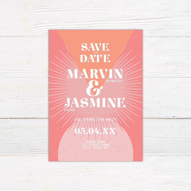 Groovy Geometric Save The Date - goprintplus