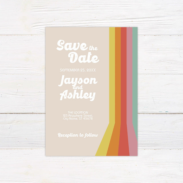 Groovy Stripe Save The Date - goprintplus