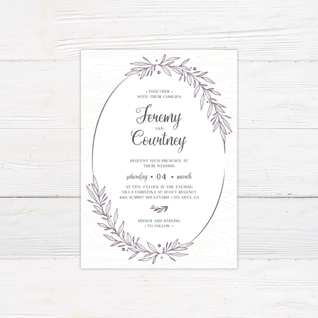 Hand Drawn Wreath Invitation - goprintplus