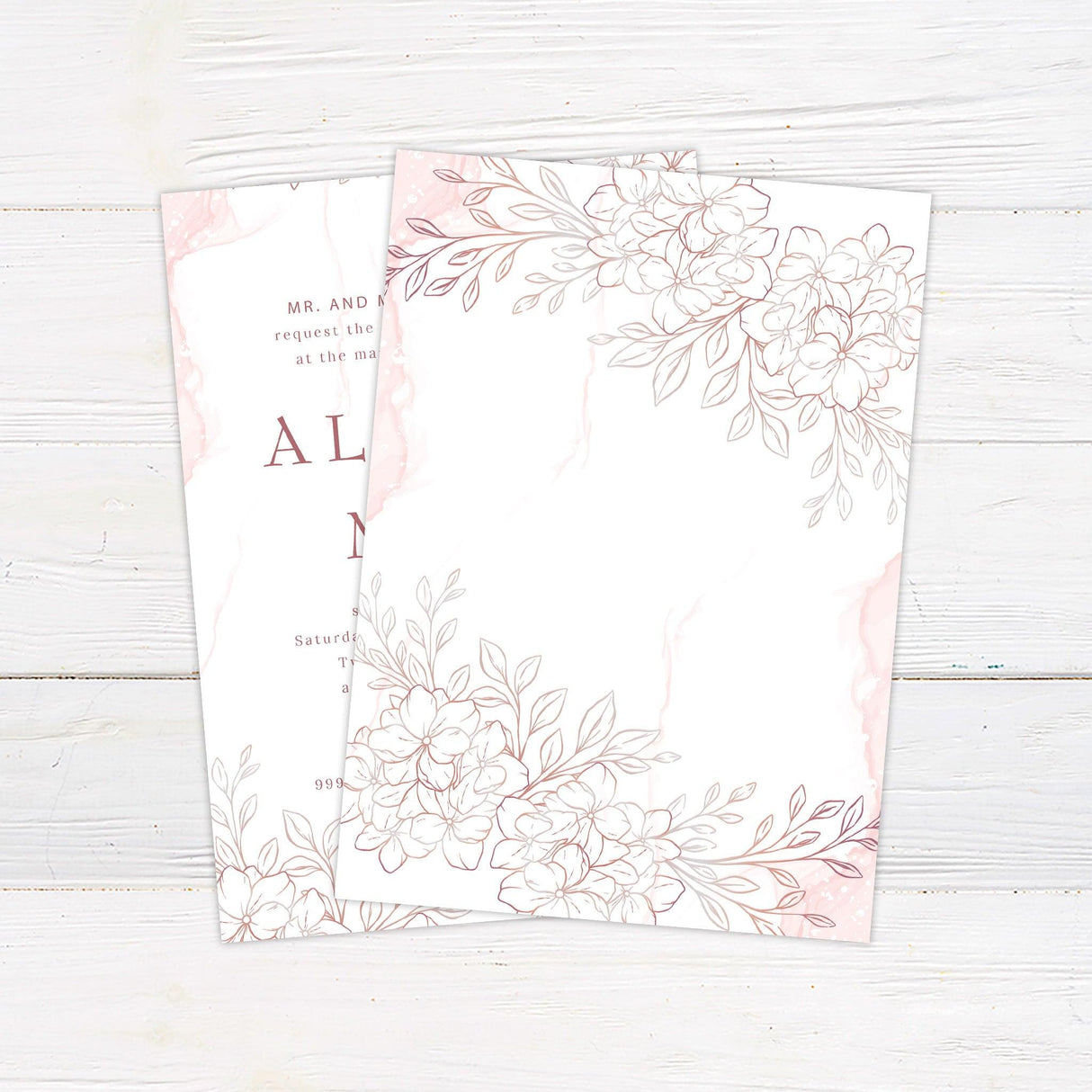 Hand Drawn Flowers Invitations - goprintplus