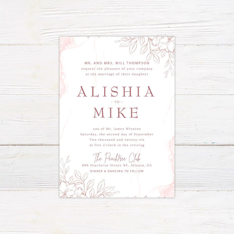 Hand Drawn Flowers Invitations - goprintplus