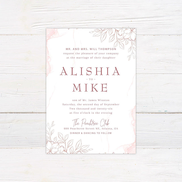 Hand Drawn Flowers Invitations - goprintplus