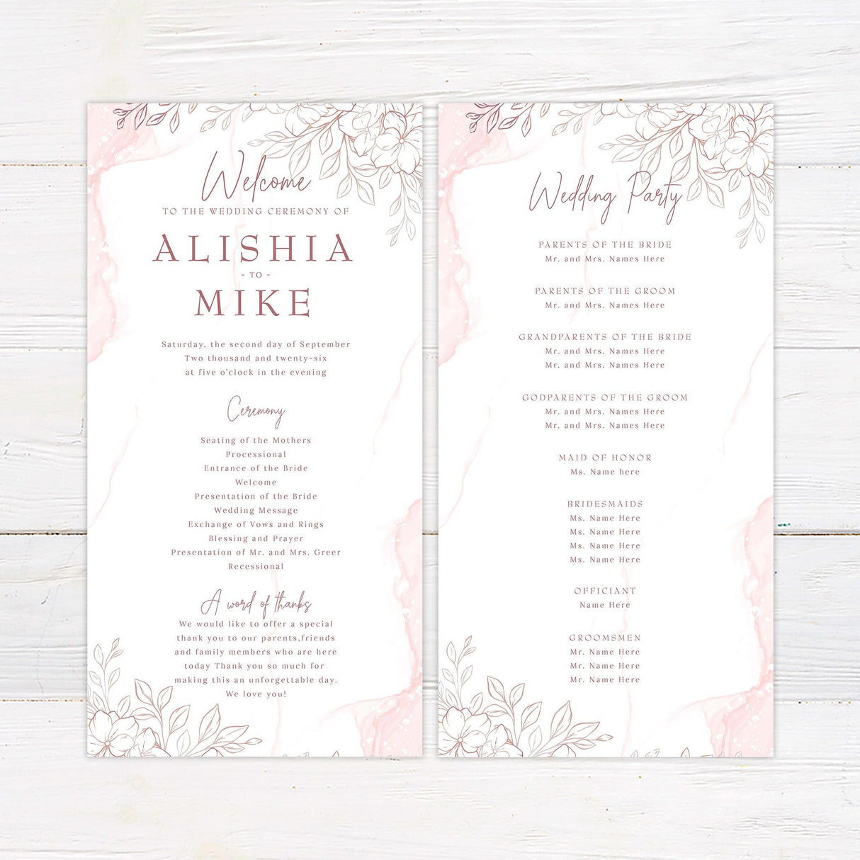 Hand Drawn Flowers Invitations - goprintplus