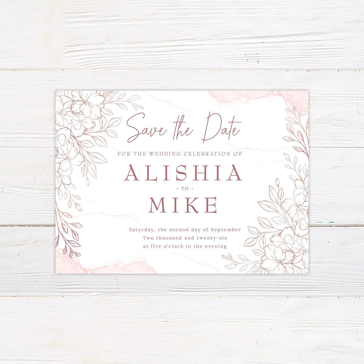 Hand Drawn Flowers Save The Date - goprintplus