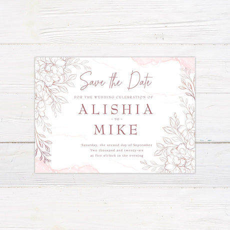 Hand Drawn Flowers Save The Date - goprintplus