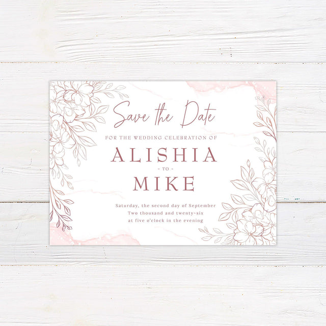 Hand Drawn Flowers Save The Date - goprintplus