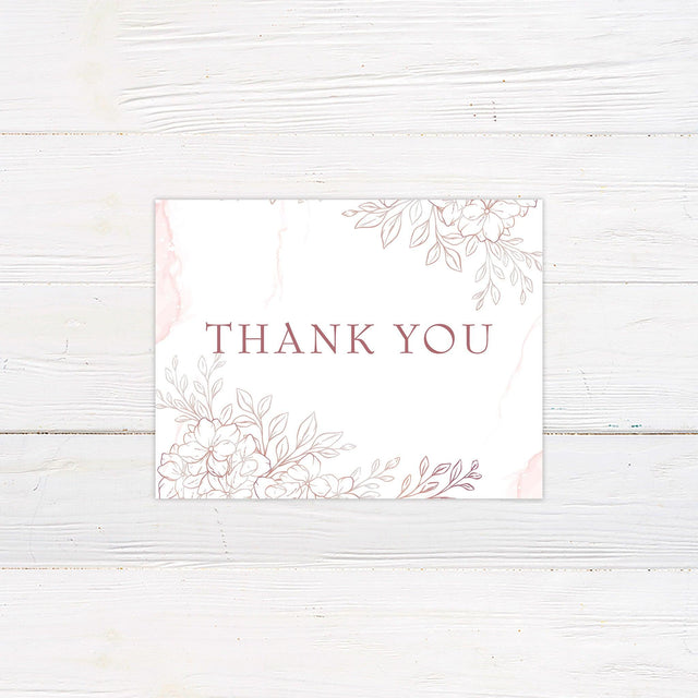 Hand Drawn Flowers Thank You Card - goprintplus