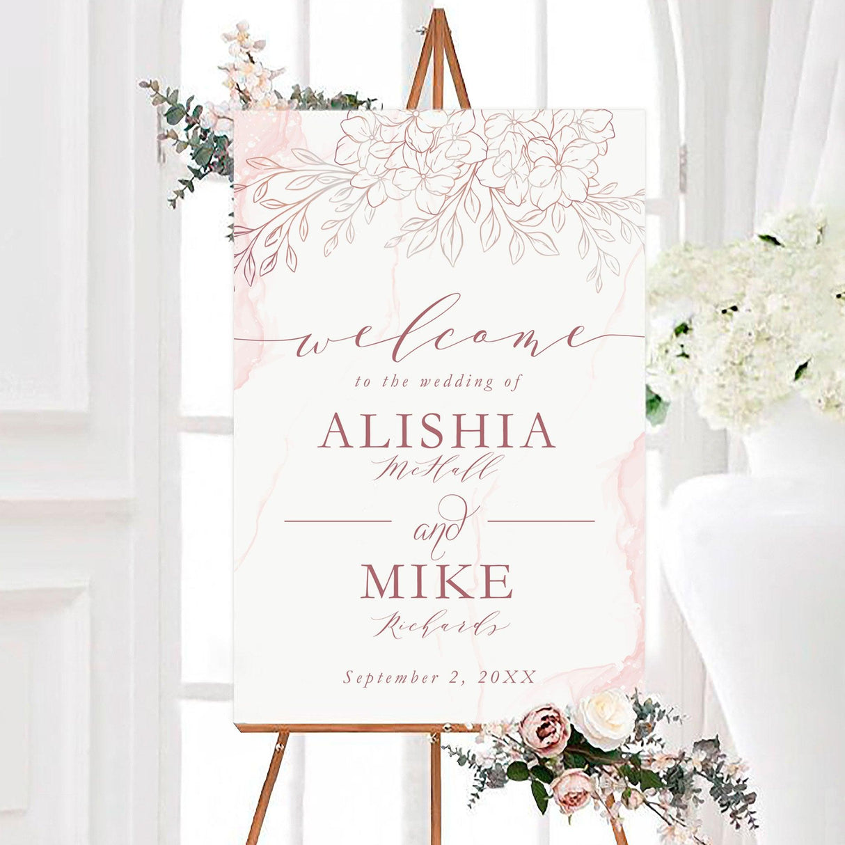 Hand Drawn Flowers Invitations - goprintplus