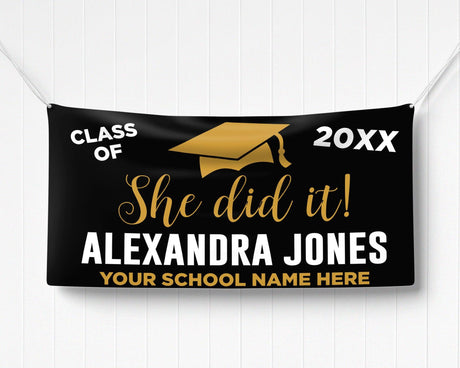 He/She Did It Graduation Banner - goprintplus