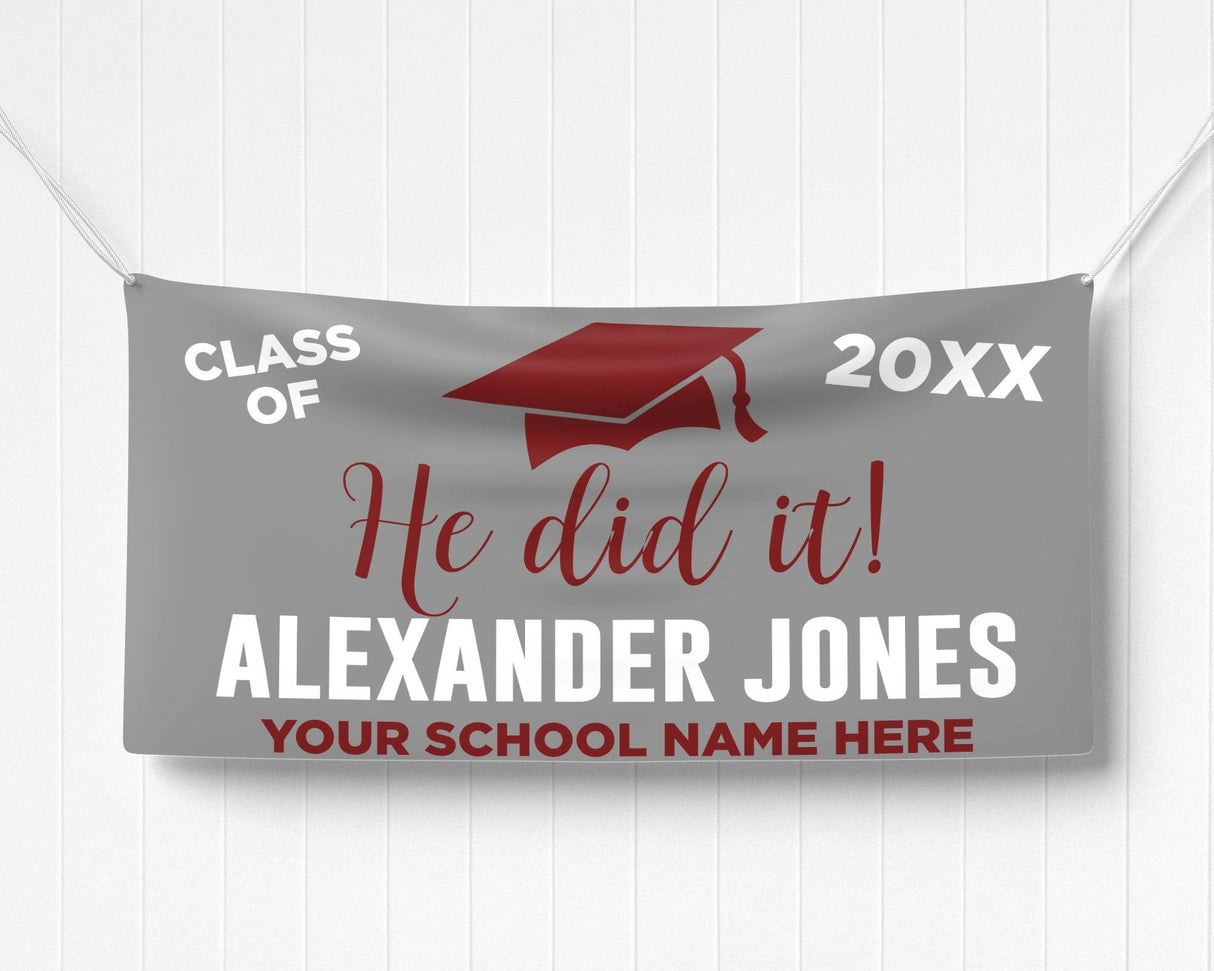 He/She Did It Graduation Banner - goprintplus