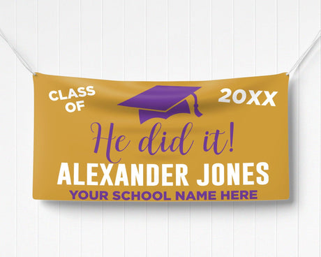 He/She Did It Graduation Banner - goprintplus