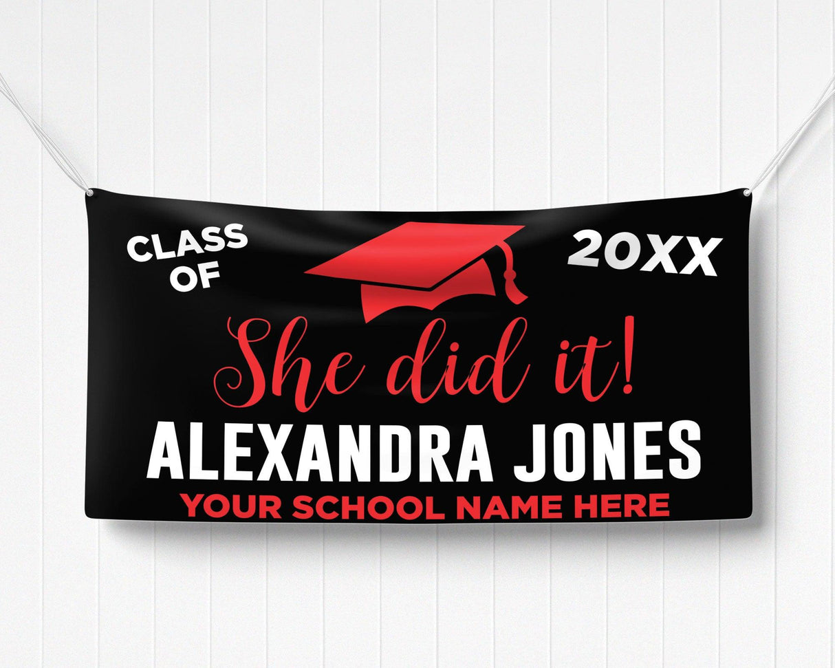 He/She Did It Graduation Banner - goprintplus