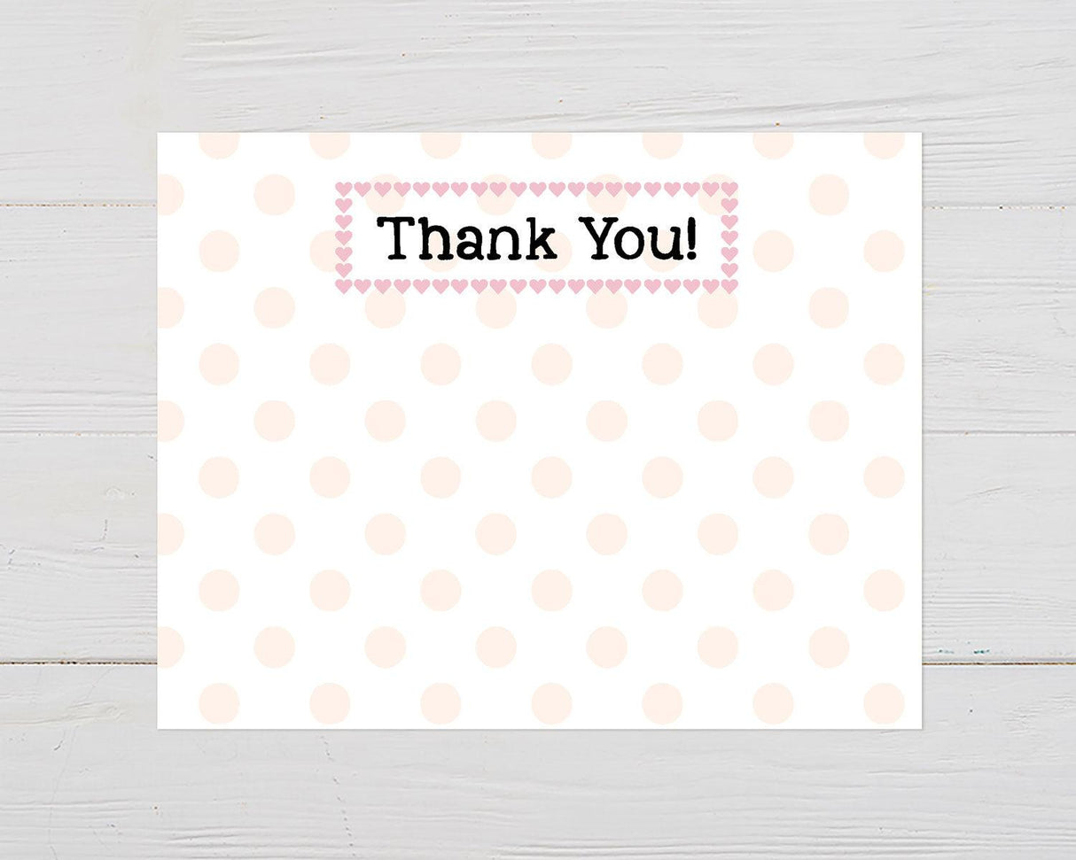 Heart and Polka Dots Thank You Card - goprintplus