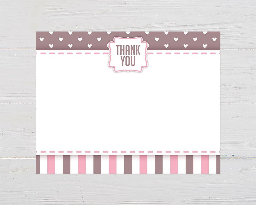 Hearts and Stripes Thank You Card - goprintplus