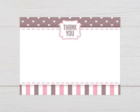 Hearts and Stripes Thank You Card - goprintplus