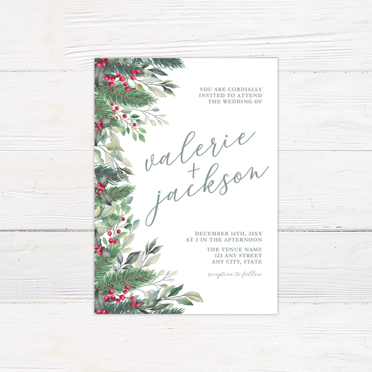 Holly Berries Invitations - goprintplus