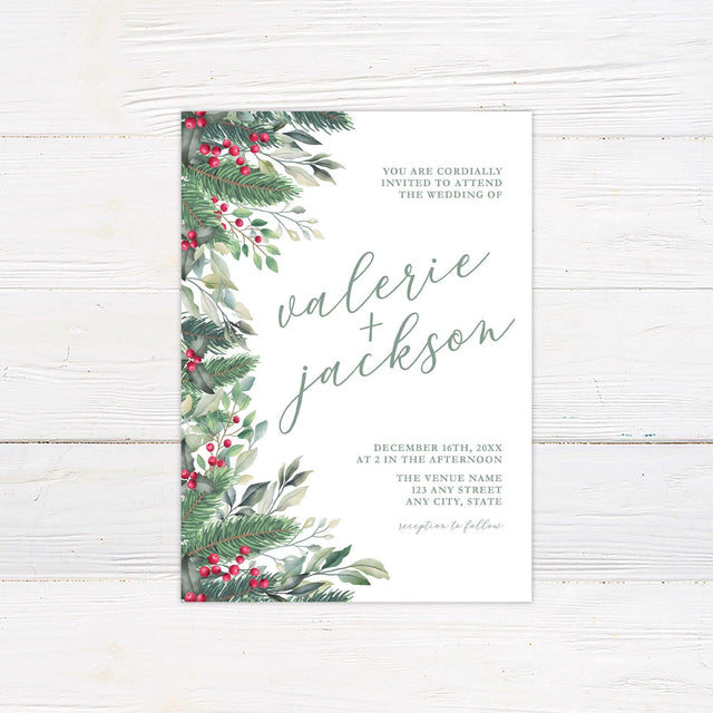 Holly Berries Invitations - goprintplus