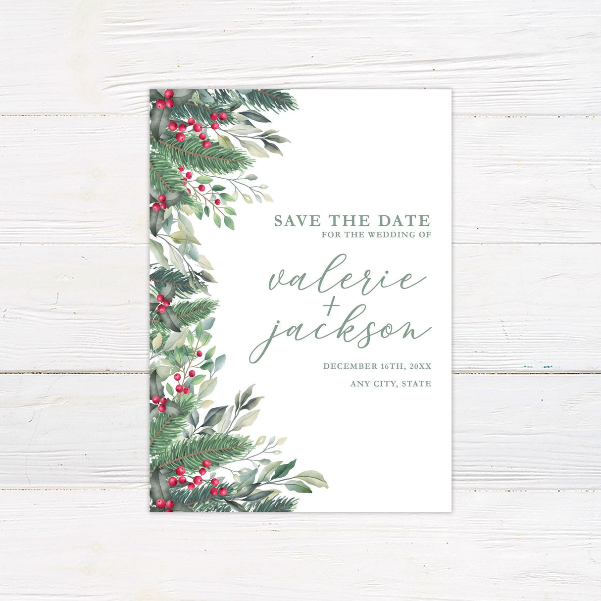 Holly Berries Save The Date - goprintplus