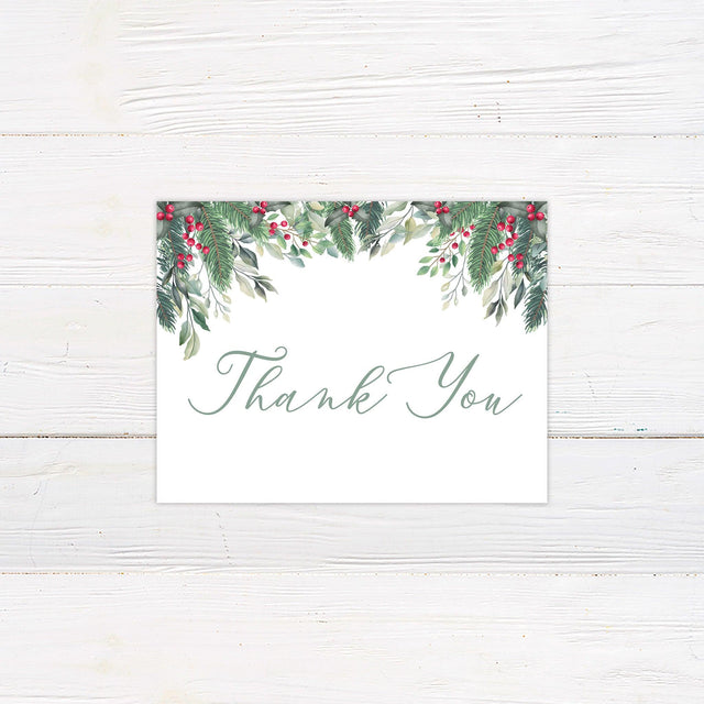 Holly Berries Thank You Card - goprintplus