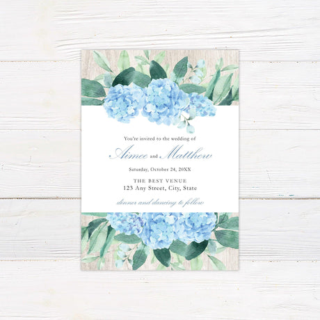 Hydrangea Wood Invitations - goprintplus