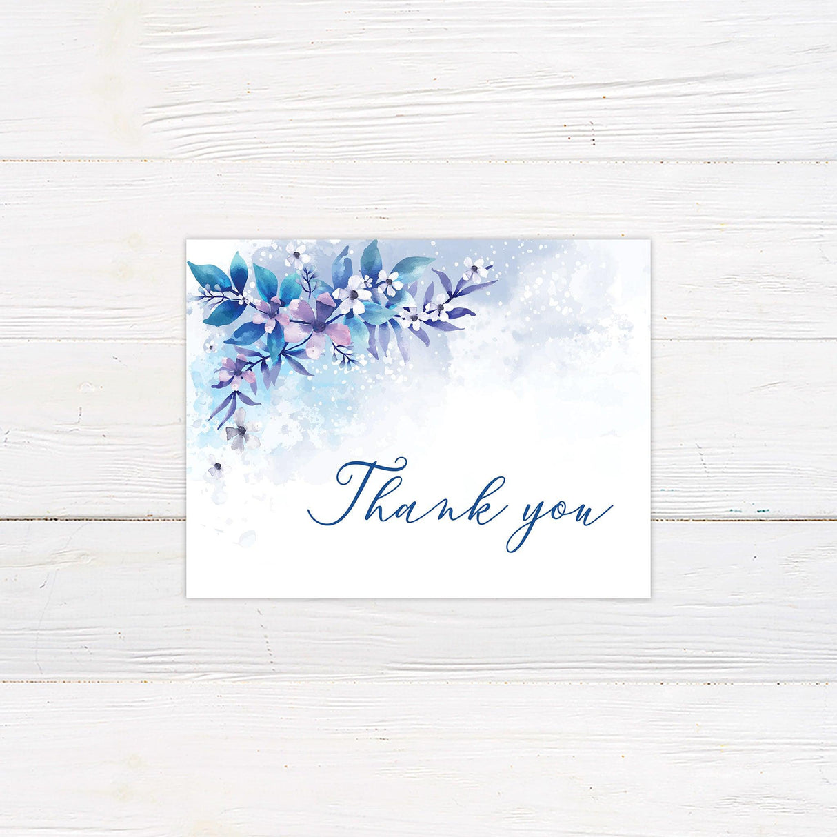 Icy Floral Thank You Card - goprintplus