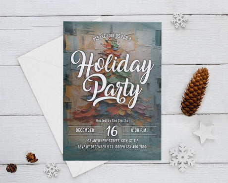 Impasto Tree Holiday Party Invitation - goprintplus