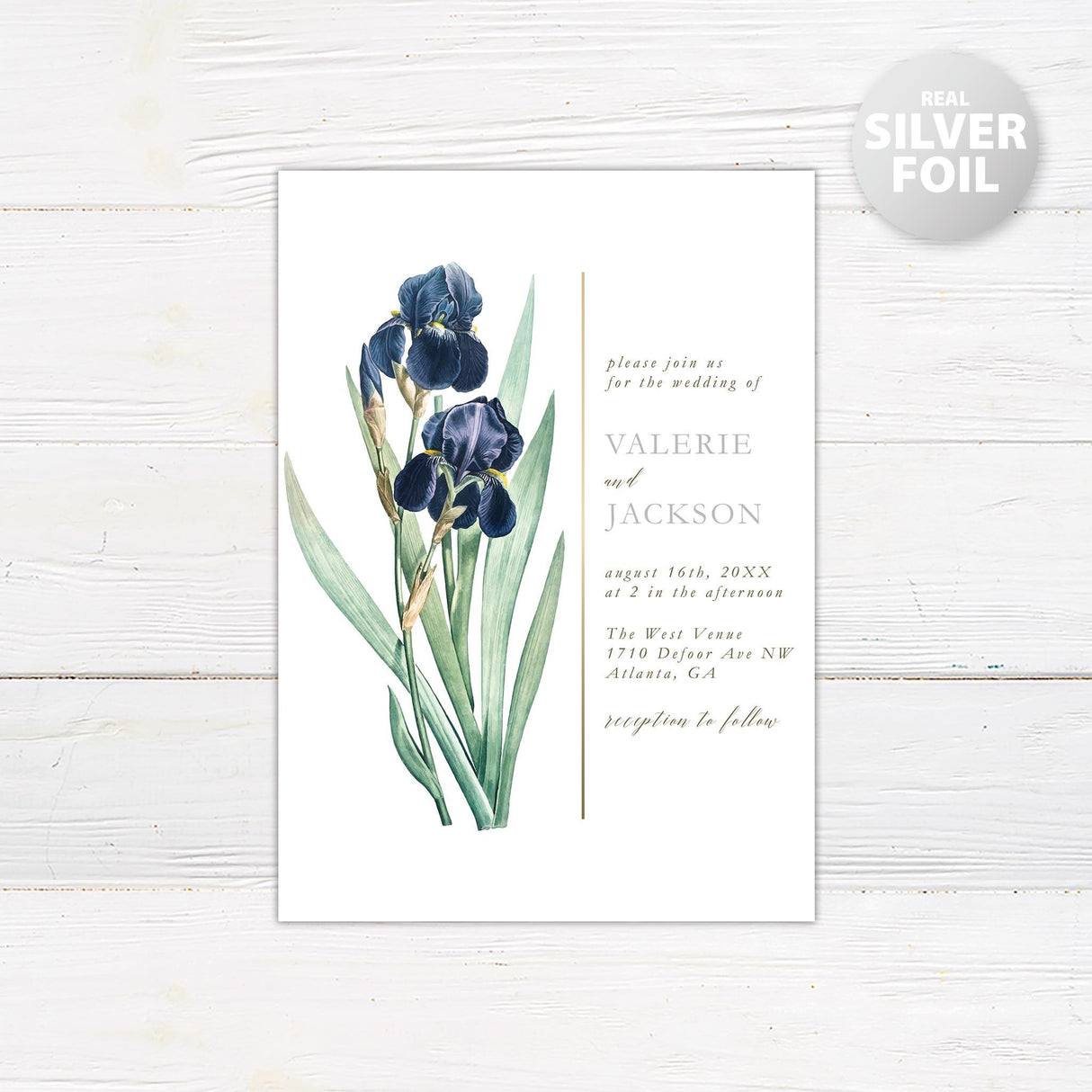 Iris Vintage Foil Invitation - goprintplus