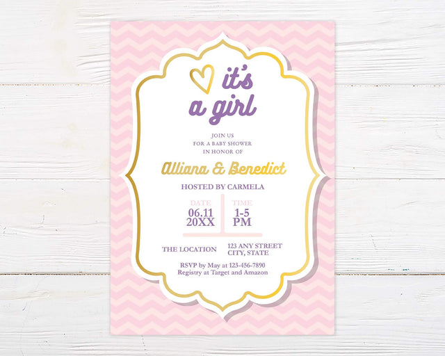 It's A Girl Chevron Shower - goprintplus