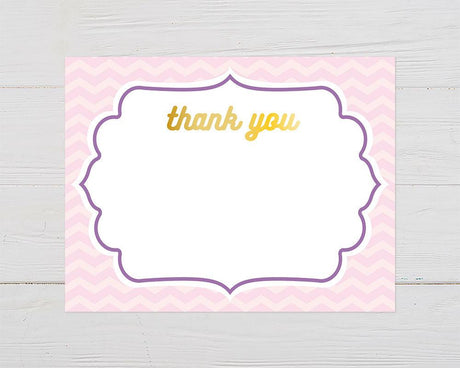 It's A Girl Chevron Thank You Card - goprintplus