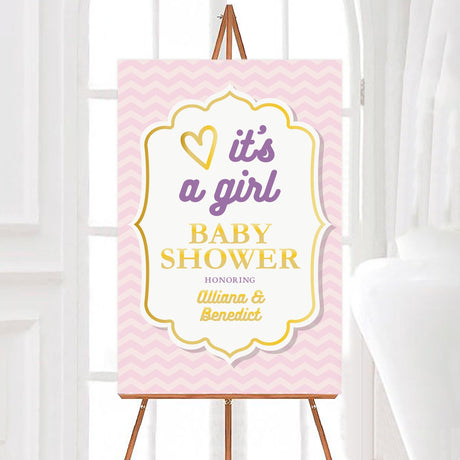 It's A Girl Chevron Shower - goprintplus