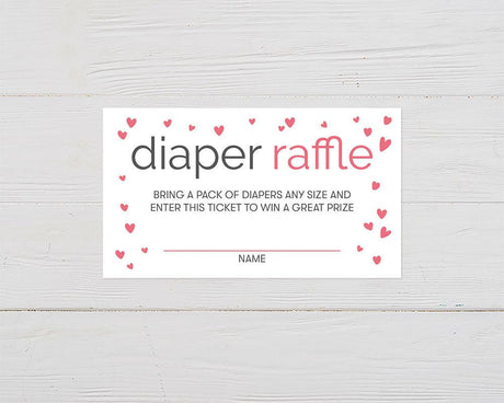 It's A Girl Heart Diaper Raffle - goprintplus