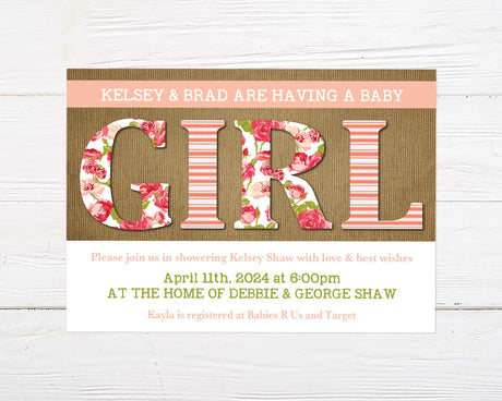 Jute and Floral Invitation - goprintplus