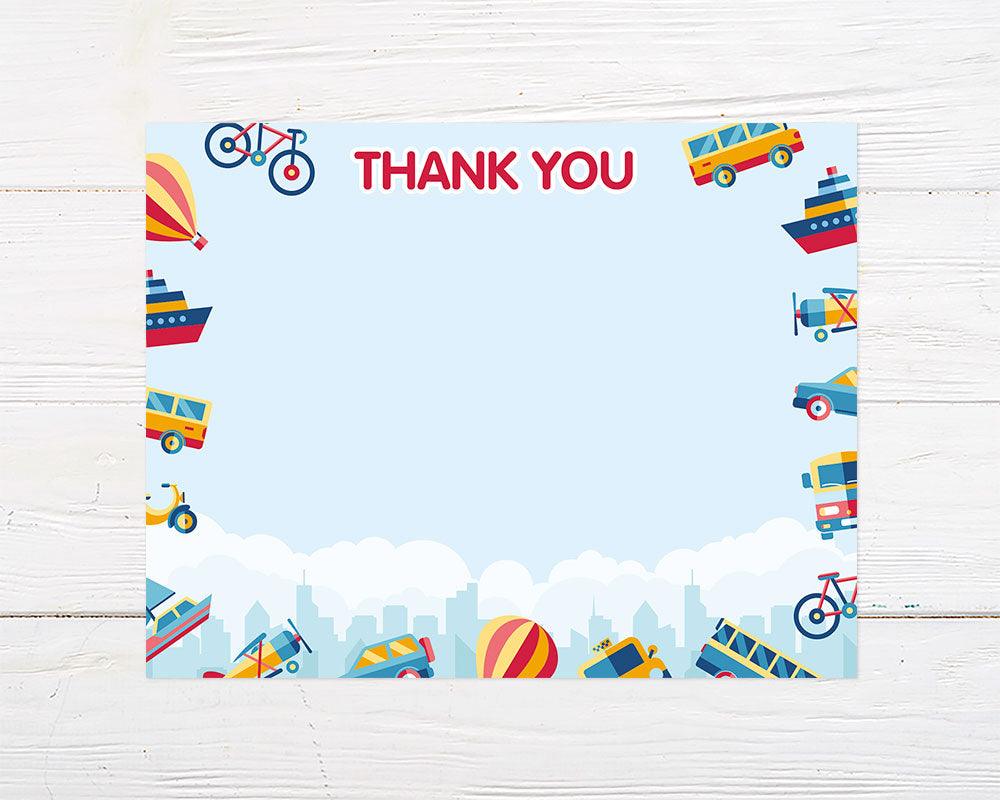 Kids Transportation Thank You Card - goprintplus