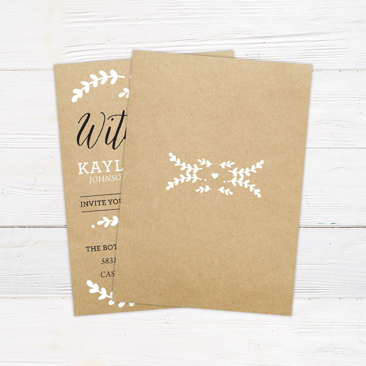 Kraft and White Invitations - goprintplus