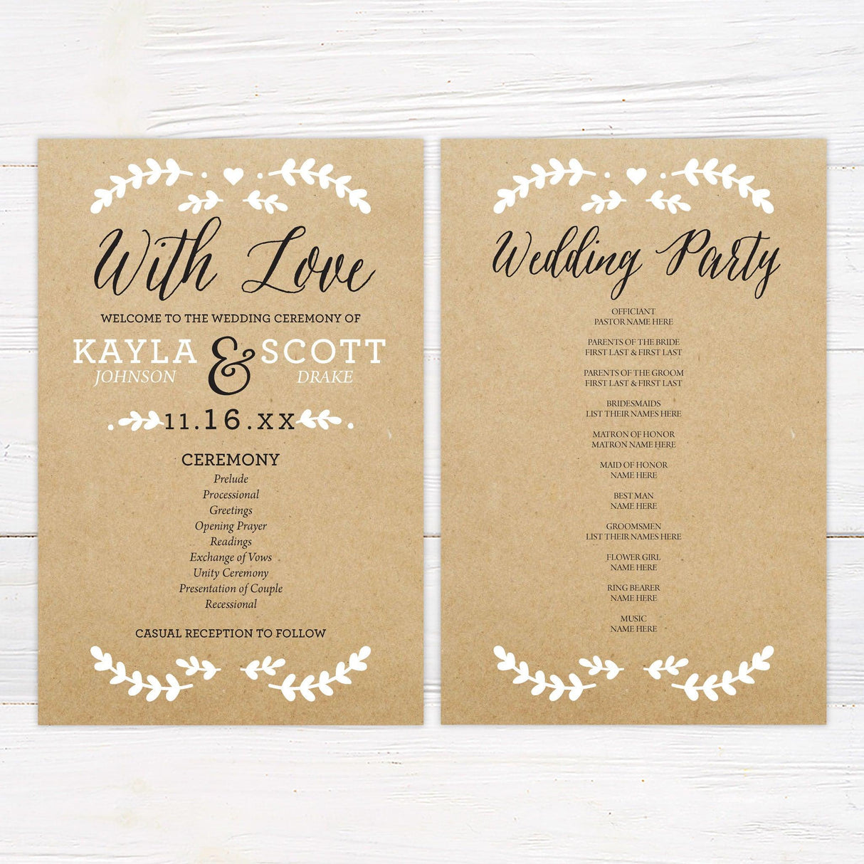 Kraft and White Invitations - goprintplus