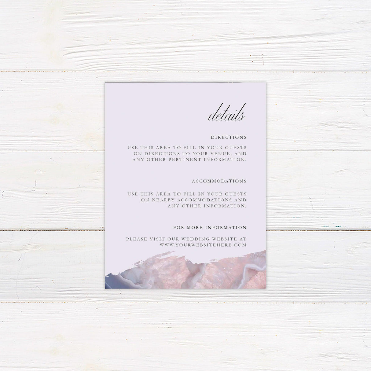 Lavendar Geode Details Card - goprintplus