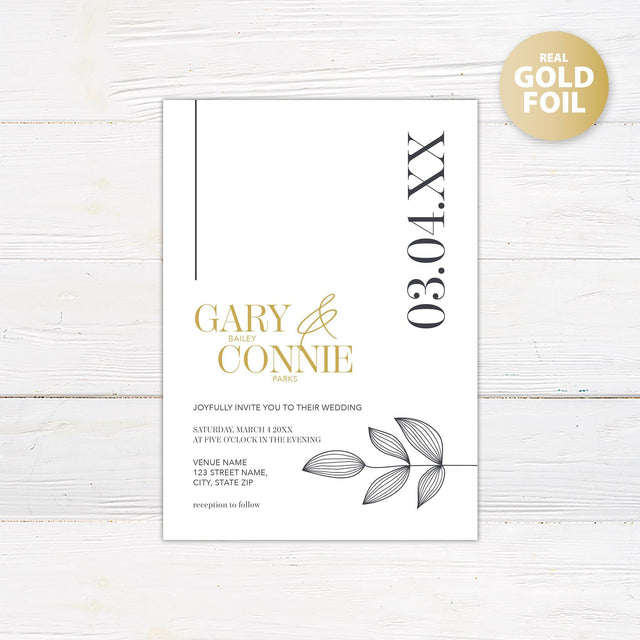 Leaf Imprint Foil Invitation - goprintplus