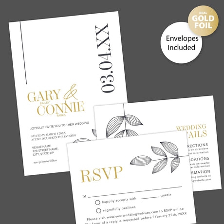 Leaf Imprint Foil Invitation - goprintplus