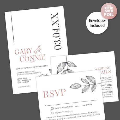 Leaf Imprint Foil Invitation - goprintplus