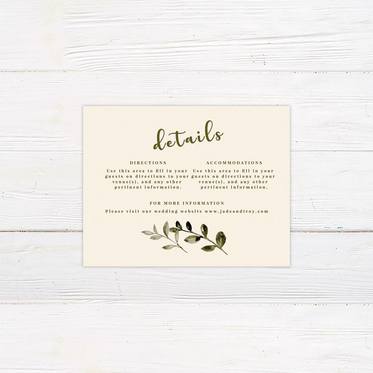 Leafy Minimalist Details Card - goprintplus