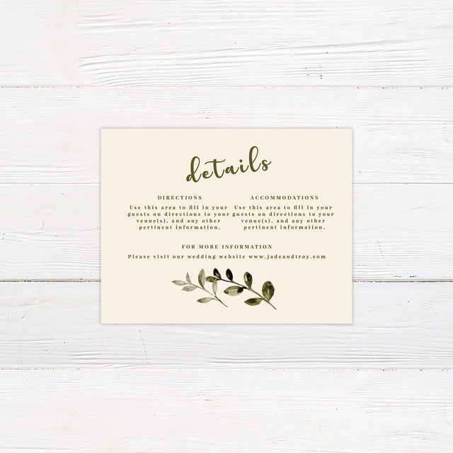 Leafy Minimalist Details Card - goprintplus