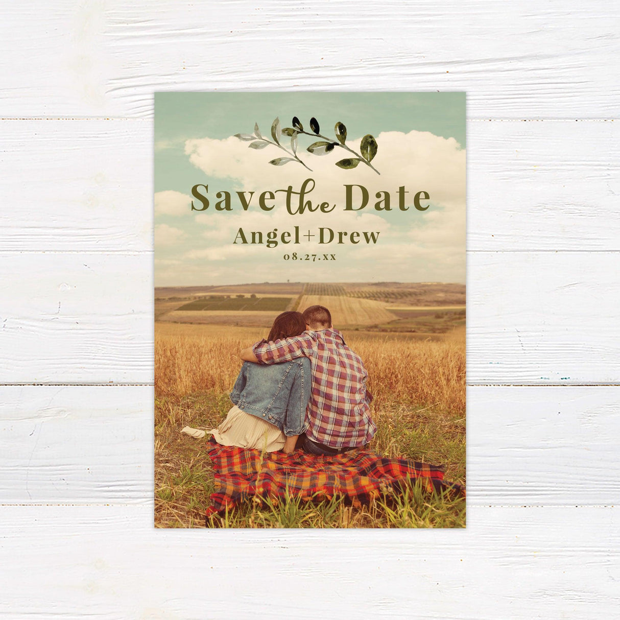 Leafy Minimalist Save The Date Card - goprintplus