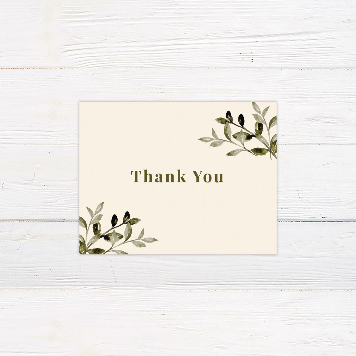 Leafy Minimalist Thank You Card - goprintplus