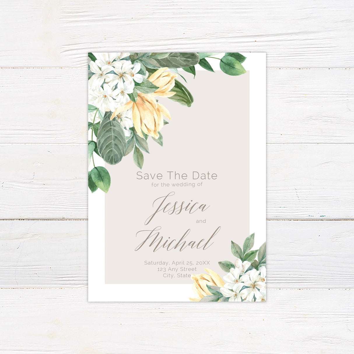 Light Floral Save The Date - goprintplus