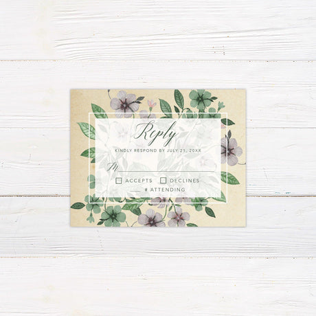 Lilac and Green Leaf RSVP - goprintplus