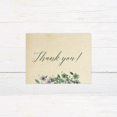 Lilac and Green Leaf Thank You Card - goprintplus